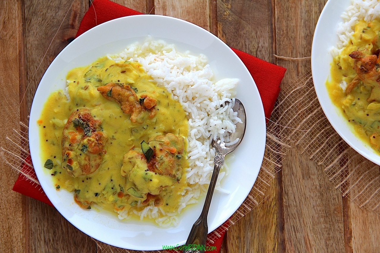 PUNJABI PAKORA KADHI ( Spiced Buttermilk Soup with Onion Chickpea Fritters)